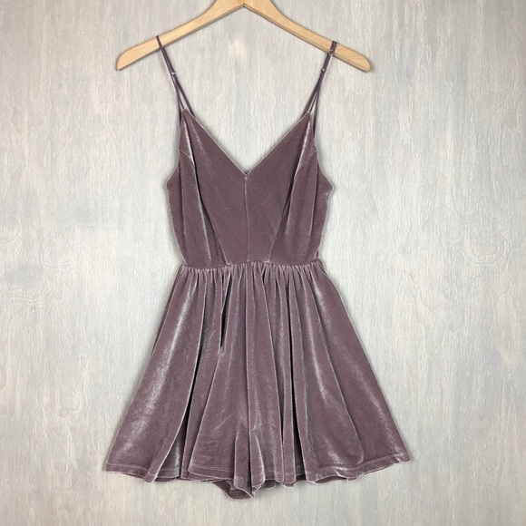 Urban Outfitters Pants - NWT Urban Outfitters velvet mini romper lavender M